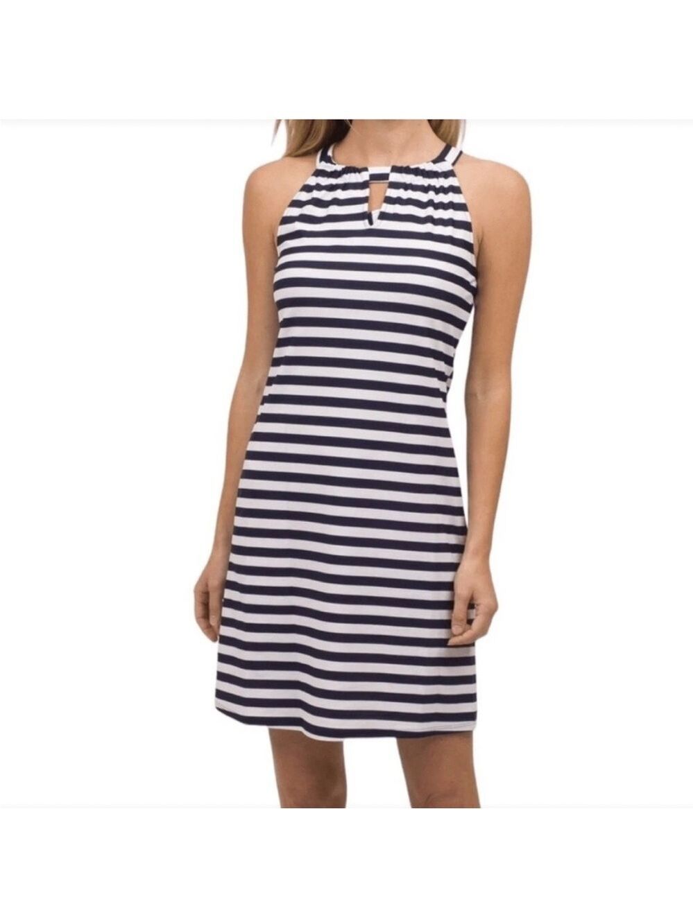 Like New Jude Connally Lisa Dress Nautical Navy White Stripe size medium